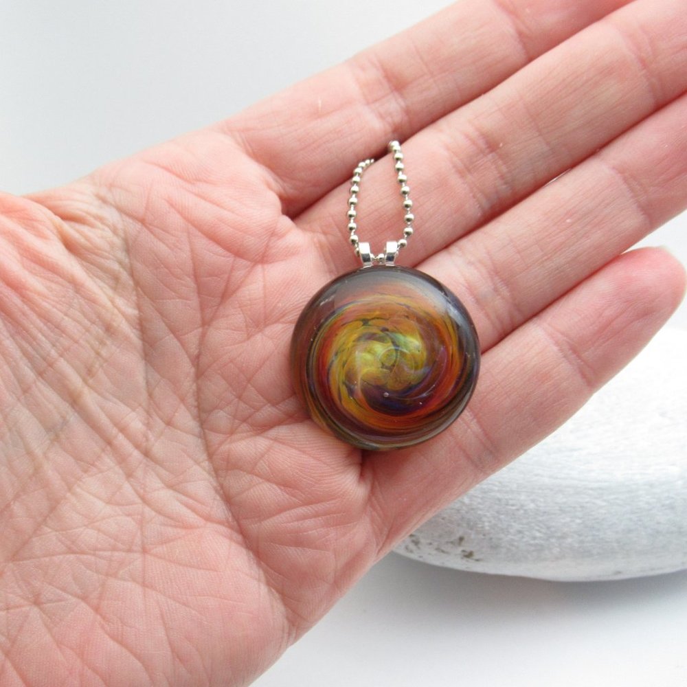 Boro Glass Cabochon Pendant Necklace